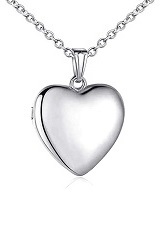 elegant engraved love heart silver baby necklace